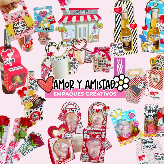 Plantillas de empaques de Amor y amistad