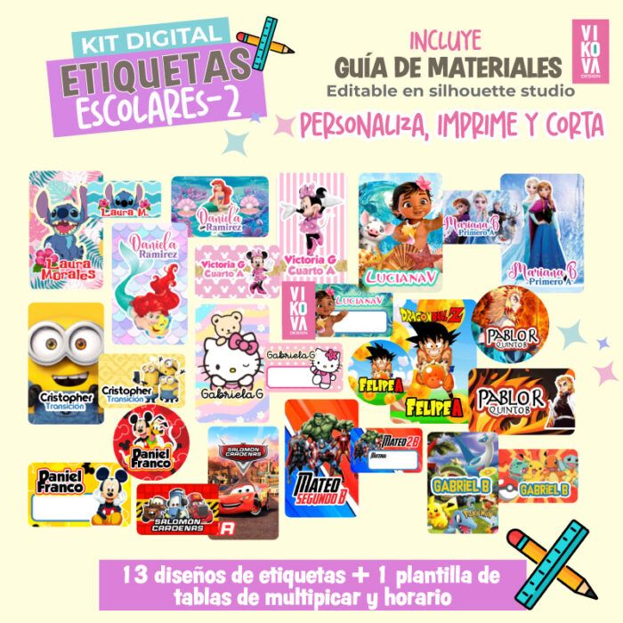 Plantillas y diseños de Etiquetas escolares 2