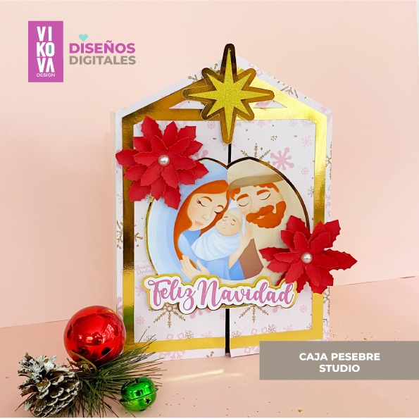 Diseños digitales papeleria creativa navidad caja pesebre
