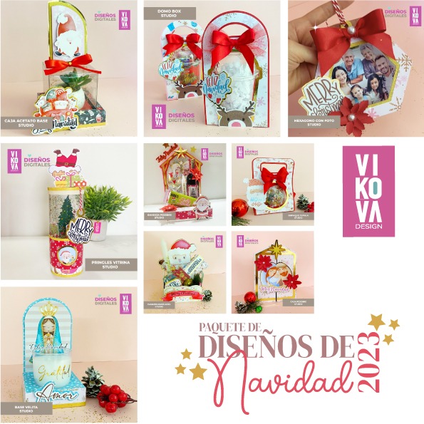 Diseños digitales papeleria creativa navidad empaques navidad cameo