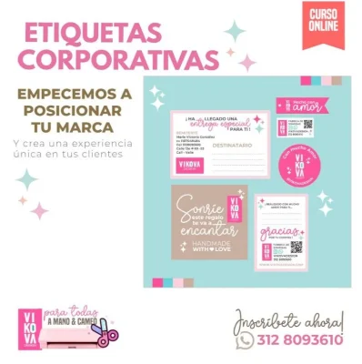 VIKOVA DESIGN Plantillas Digitales de Papeleria Creativa Curso de etiquetas corporativas