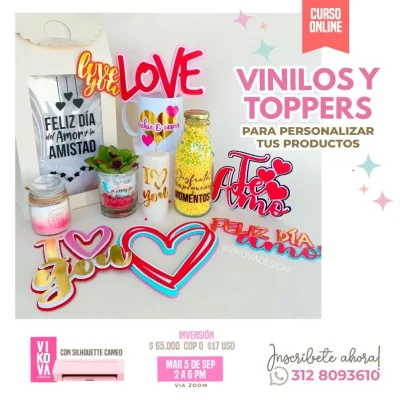 VIKOVA DESIGN Plantillas Digitales de Papeleria Creativa Curso de vinilos y toppers con cameo