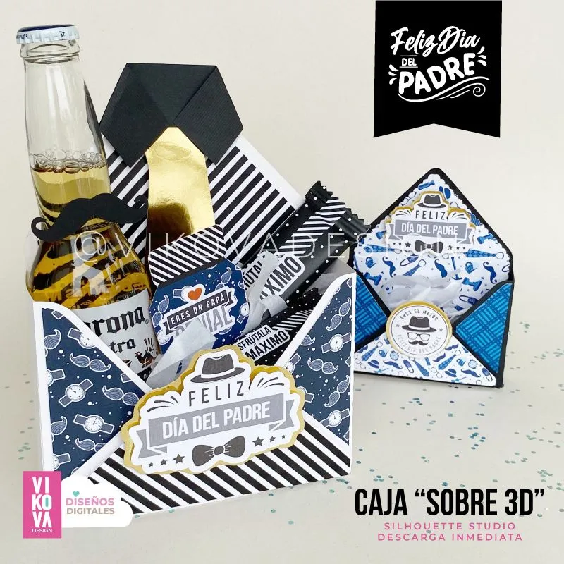 VIKOVA DESIGN Plantillas Digitales de Papeleria Creativa Plantilla de caja sobre 3D para hombres