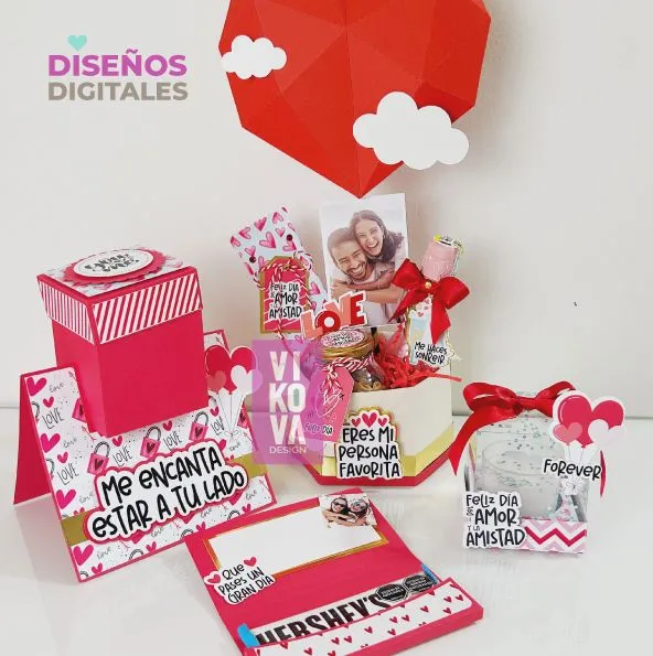 VIKOVA DESIGN Plantillas Digitales de Papeleria Creativa Plantilla de regalos de amor con cameo