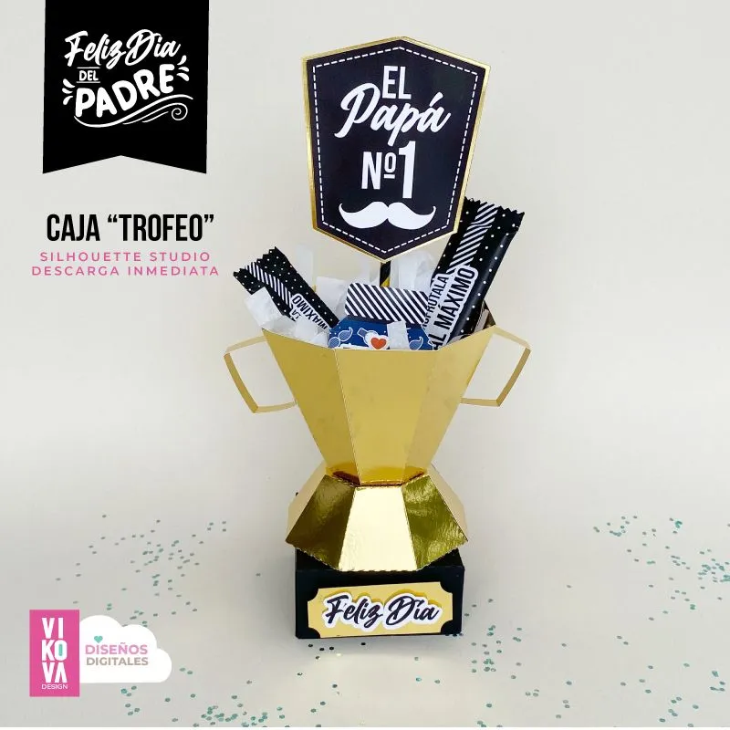 VIKOVA DESIGN Plantillas Digitales de Papeleria Creativa Plantilla de trofeo 3D para el mejor hombre