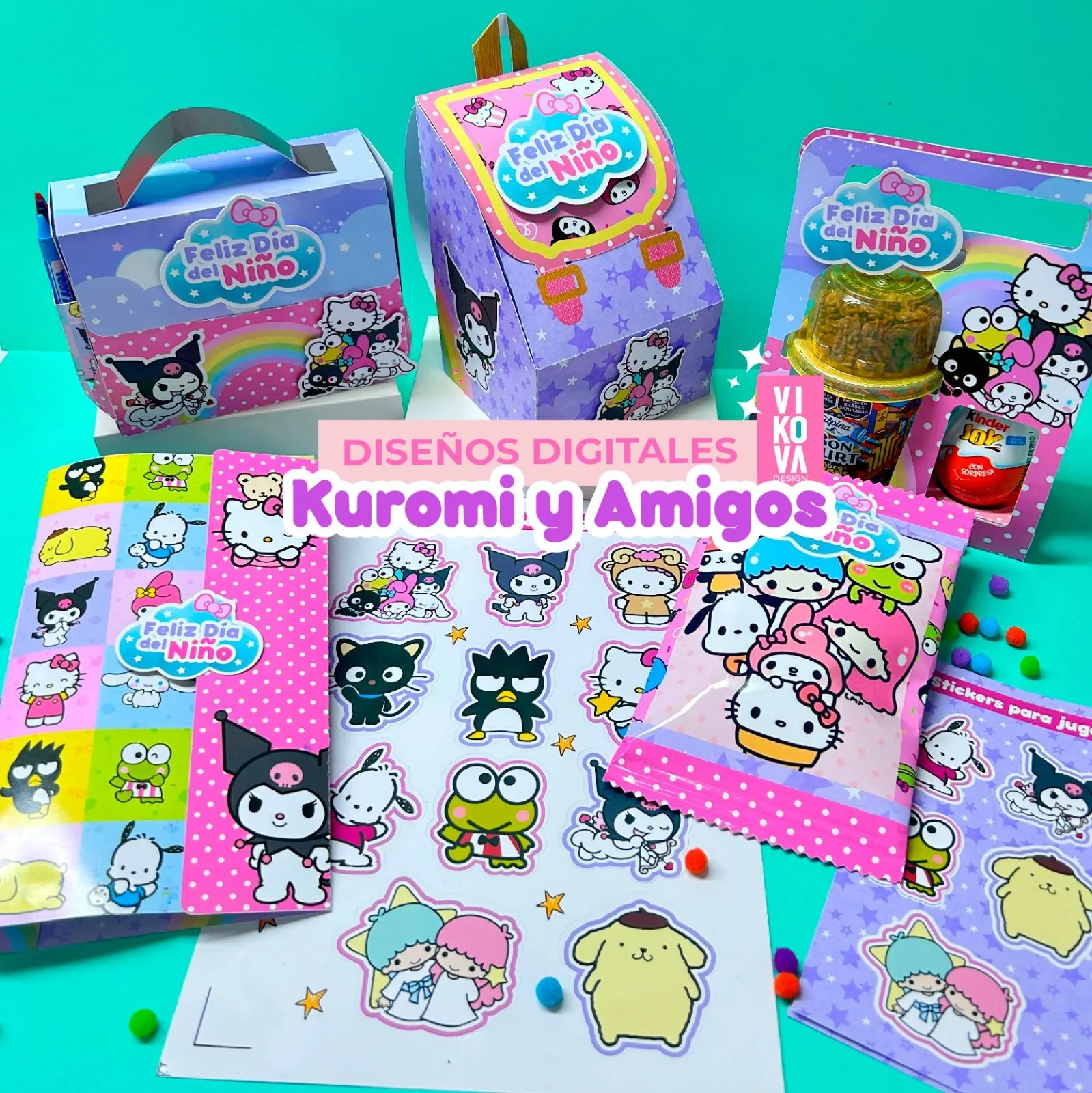 VIKOVA DESIGN Plantillas Digitales de Papeleria Creativa Plantillas Didacticas de Kuromi y amigos