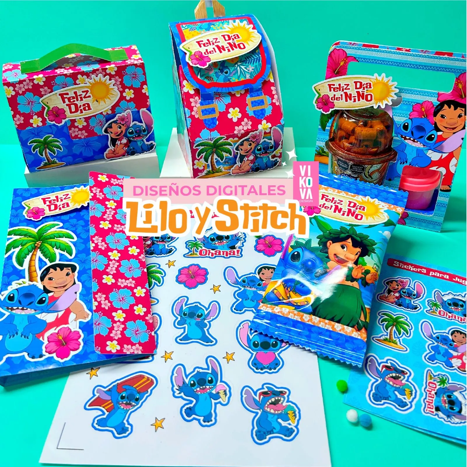 VIKOVA DESIGN Plantillas Digitales de Papeleria Creativa Plantillas Didacticas de Lilo y Stitch
