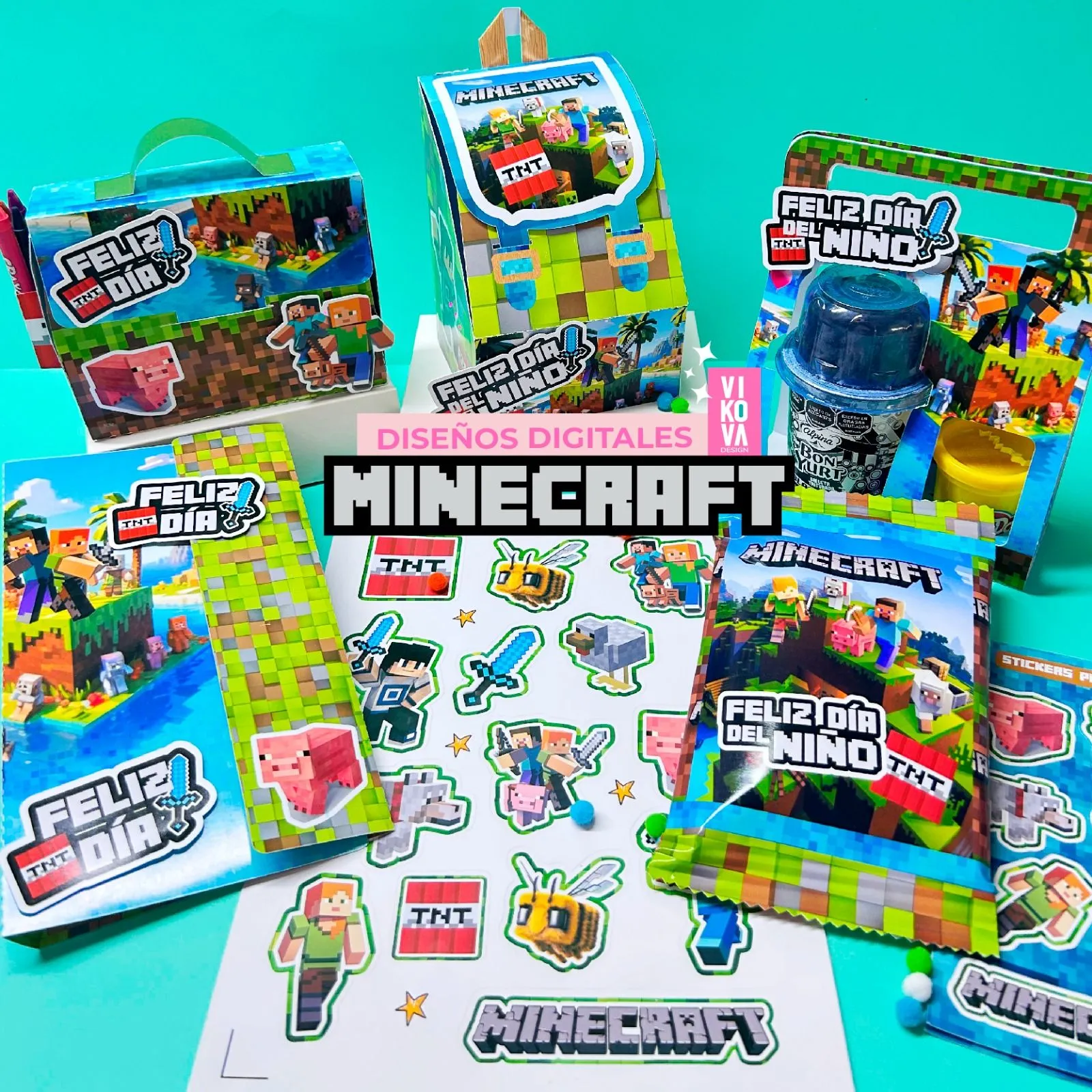 VIKOVA DESIGN Plantillas Digitales de Papeleria Creativa Plantillas Didacticas de Minecraft