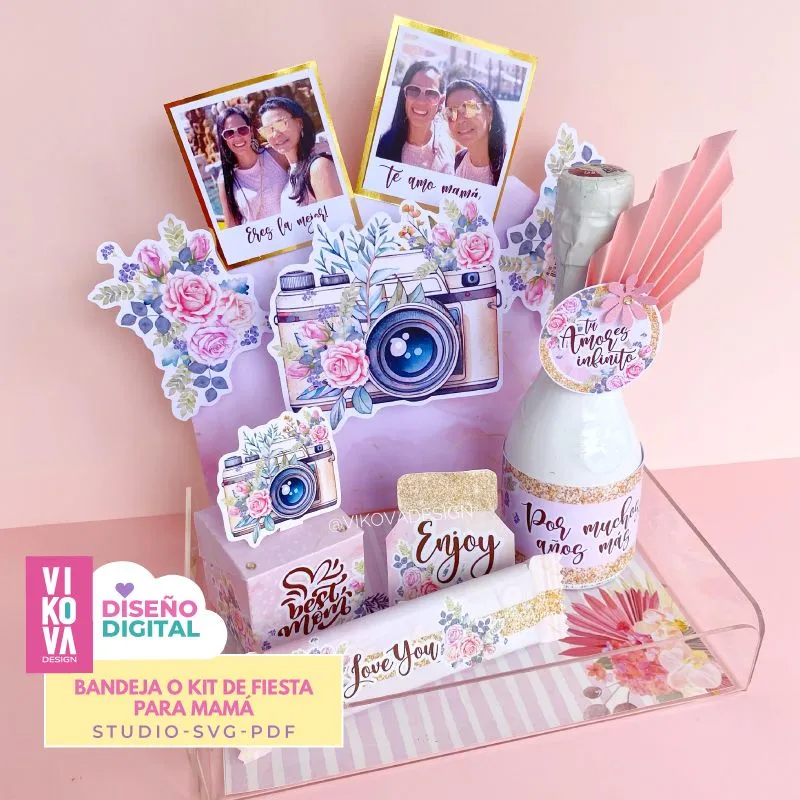 VIKOVA DESIGN Plantillas Digitales de Papeleria Creativa Plantillas de bandeja floral para mujeres