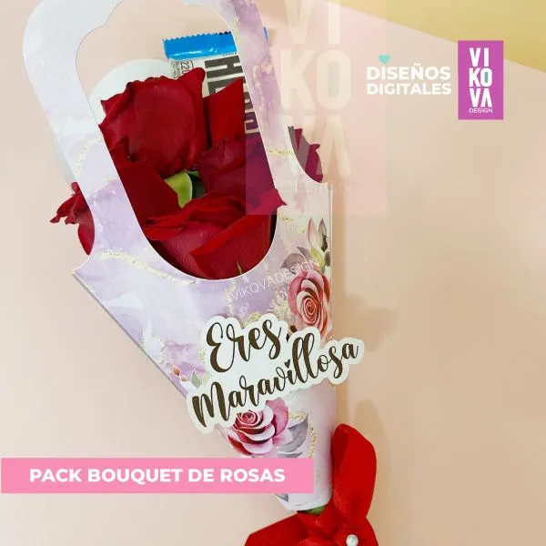 VIKOVA DESIGN Plantillas Digitales de Papeleria Creativa Plantillas de bouquet de rosas