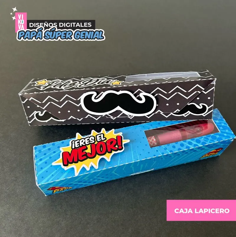 VIKOVA DESIGN Plantillas Digitales de Papeleria Creativa Plantillas de caja porta lapiceros o dulces