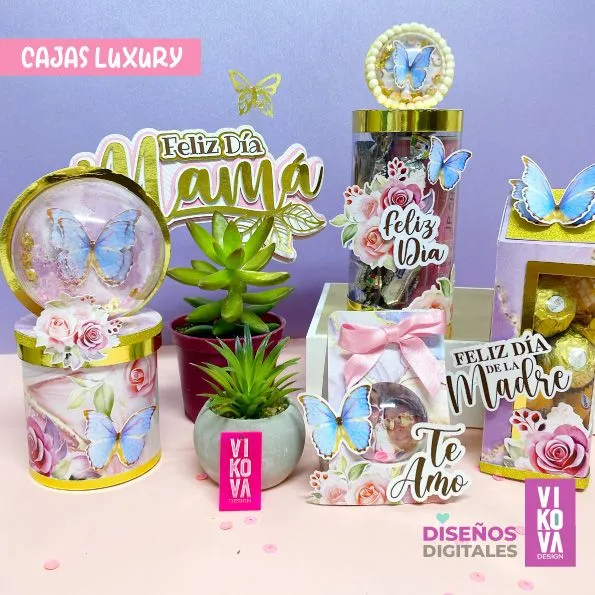 VIKOVA DESIGN Plantillas Digitales de Papeleria Creativa Plantillas de cajas dulceras luxury