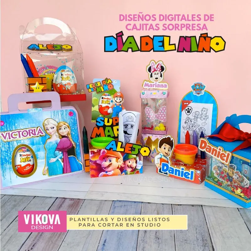 VIKOVA DESIGN Plantillas Digitales de Papeleria Creativa Plantillas de cajas sorpresas y didacticas con cameo