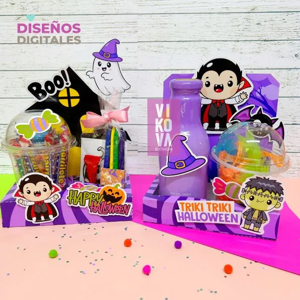 VIKOVA DESIGN Plantillas Digitales de Papeleria Creativa Plantillas de mini bandejas de Halloween