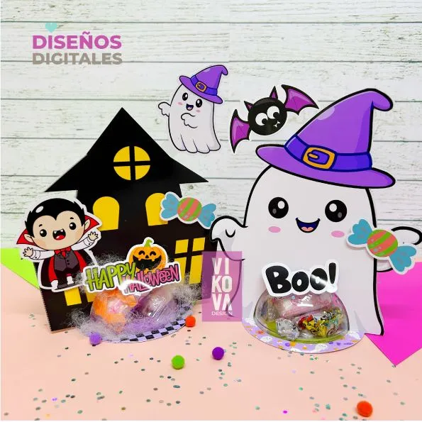 VIKOVA DESIGN Plantillas Digitales de Papeleria Creativa Plantillas de portadulces Halloween