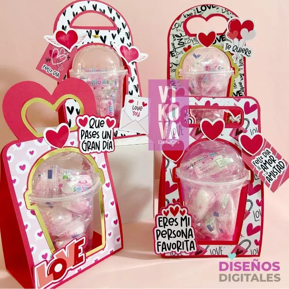VIKOVA DESIGN Plantillas Digitales de Papeleria Creativa Plantillas de portavasos domos de Amor