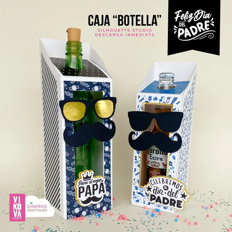 VIKOVA DESIGN Plantillas Digitales de Papeleria Creativa plantillas de cajas para botellas