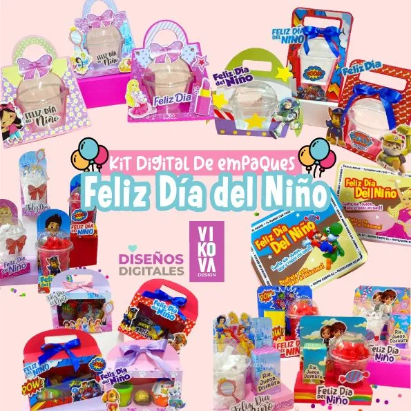 VIKOVA DESIGN Plantillas Digitales de Papeleria Creativa plantillas de empaques creativos y domos para ninos