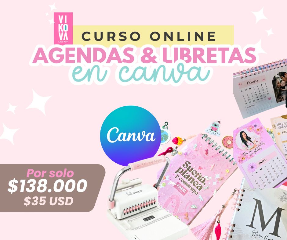 curso agendas y libretas en canva vikova design