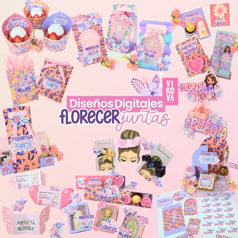 empaques regalos diseños digitales dia de la mujer vikova design