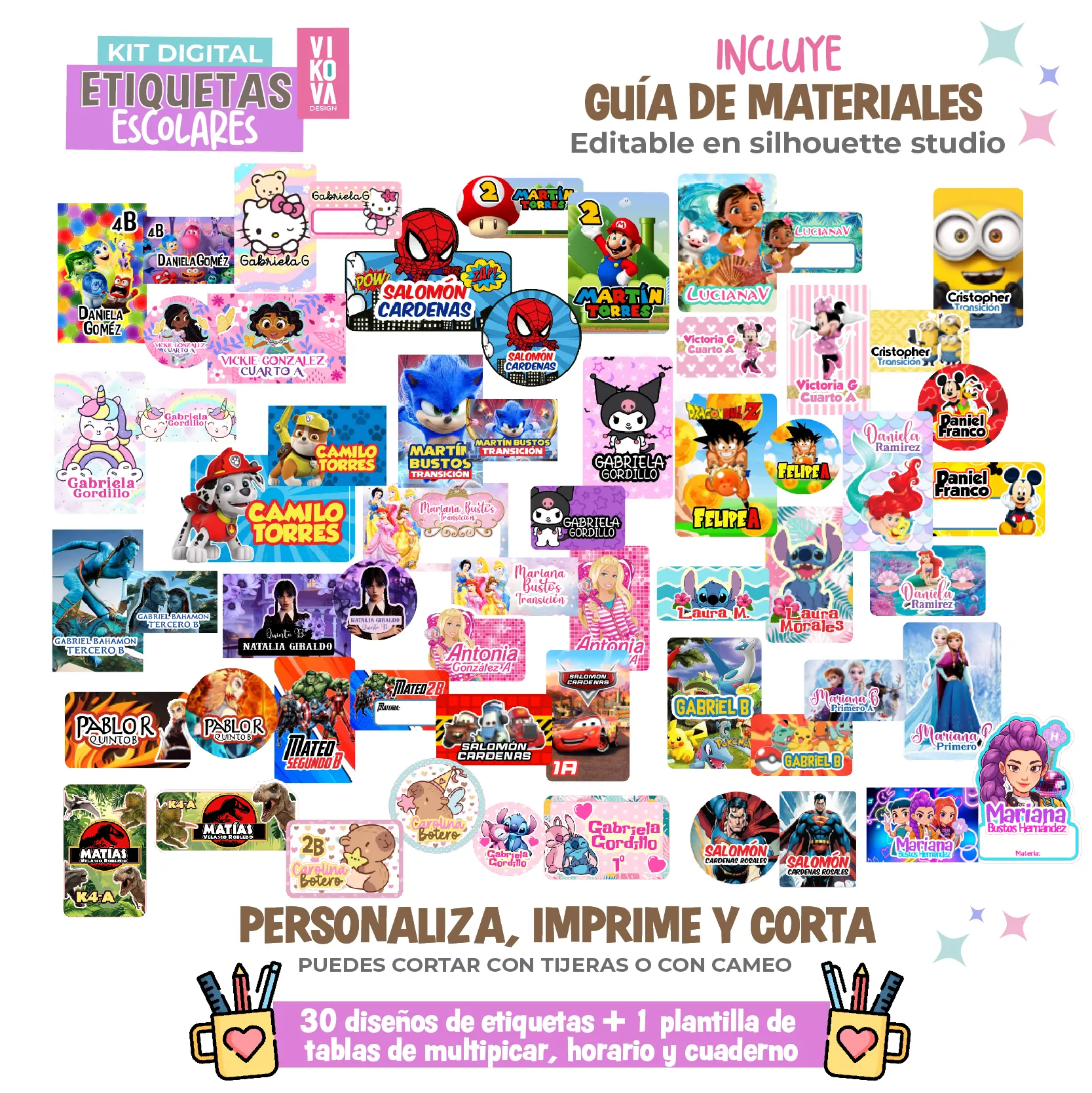 plantillas etiquetas escolares y kit imprimible